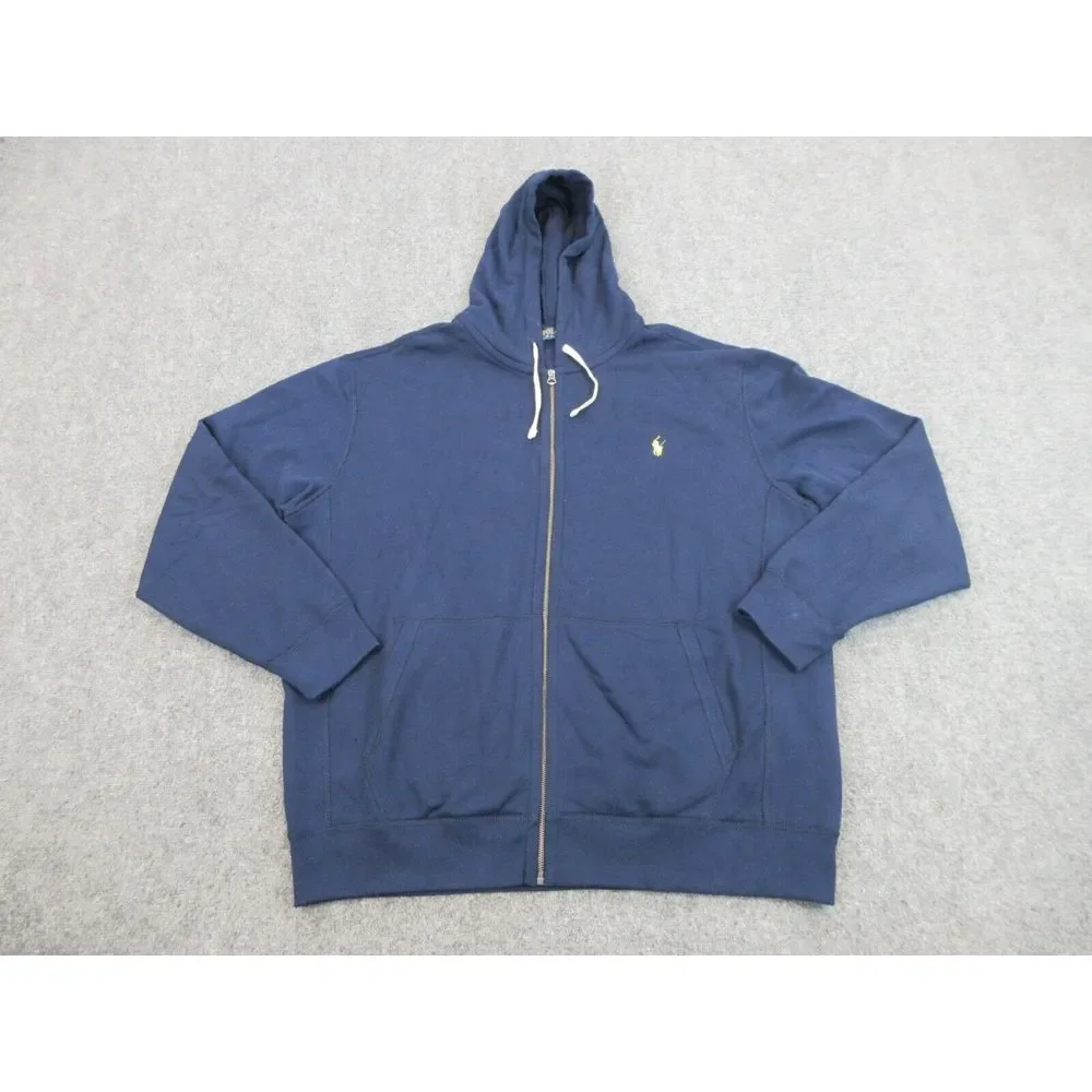 Polo‎ Ralph Lauren Sweater Mens 2XL XXL Blue Zip Outdoors Hoodie Sweatshirt Logo